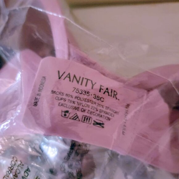 Vanity Fair Bra Full Coverage Underwire 38C Rosy Glow Pink Purple NWT Rare Color - Picture 8 of 9